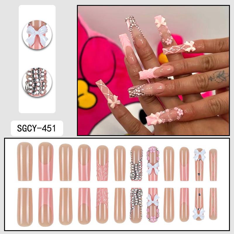 O8 Long Nail Art Tips - European & American High-End Wearable Summer Stickers
