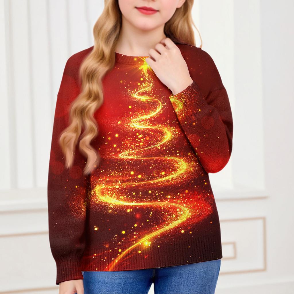 Christmas Day Sweatshirts For Children Boys And Girls Knit Sweater Cute Shirt Fall Crewneck Pullover Tops
