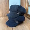Simple Light Luxury Beret with Brim Woolen Diamond Bow Octagonal Hat Autumn and Winter Commuting Retro Warm Newsboy Hat