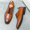 British New Pointed Brown Black Business Casual Shoes For Men Formal Wedding Prom Dress Homecoming Pageant Zapatillas Hombre