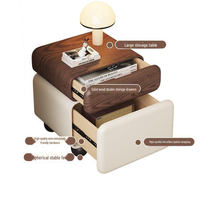 2025 Medieval Style Solid Wood Bedside Table: Modern, Creative, Light Luxury Storage Cabinet