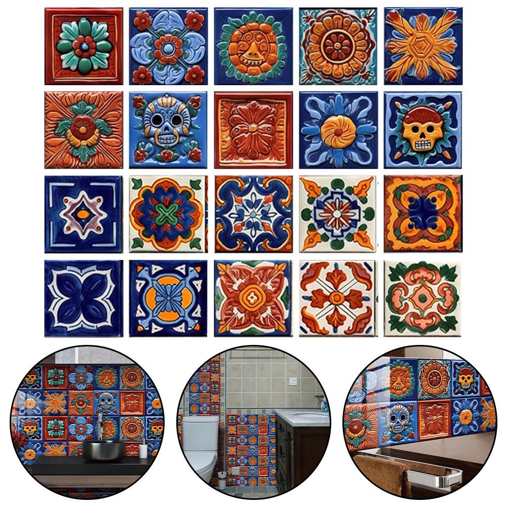 Beautifully Designed Mexican Tile Sticker Set 20 Pieces for Your Walls