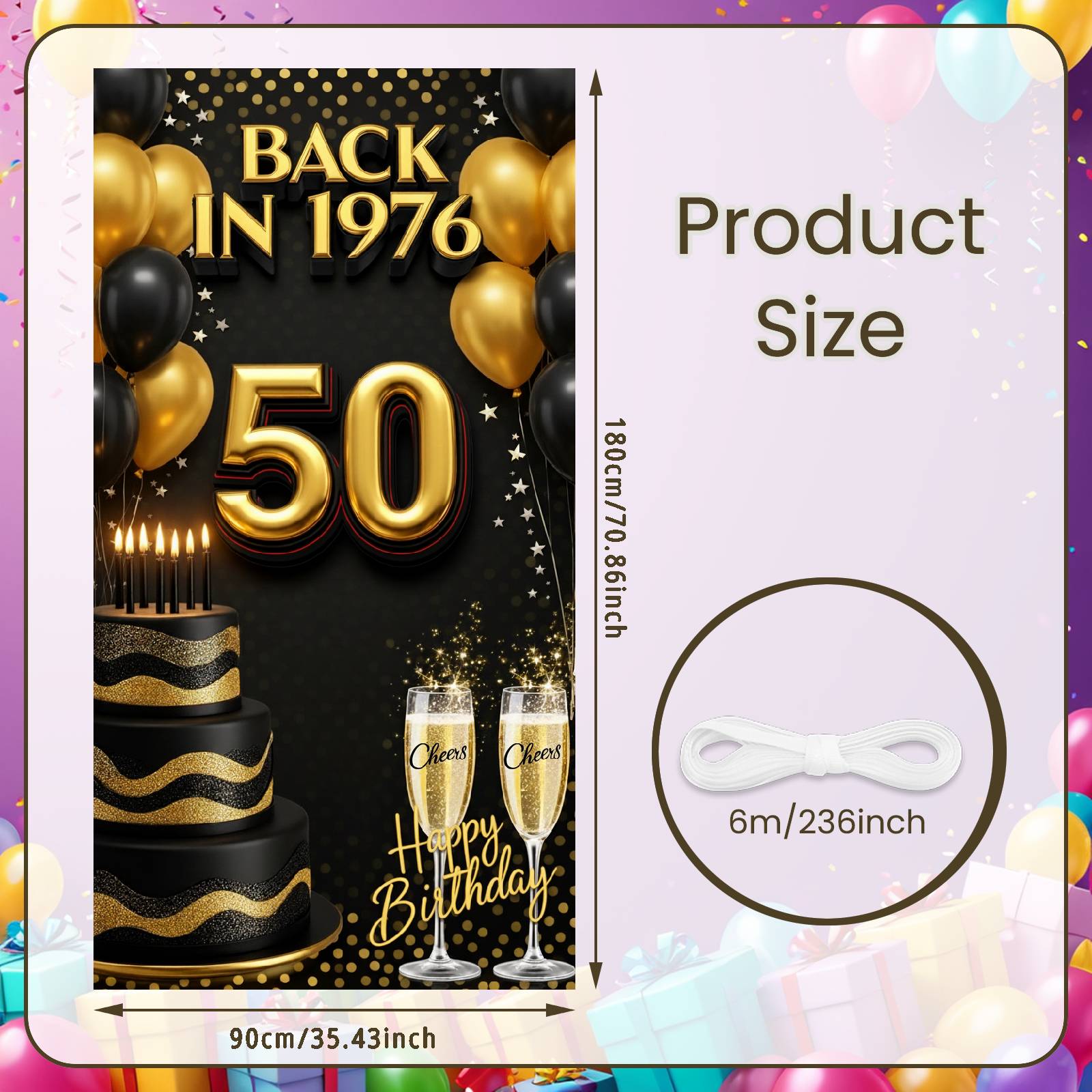 

Party Celebration Backdrop Glitter Design 50th Birthday Banner Adult Birthday Banner 50th Birthday Theme Banner For Adult