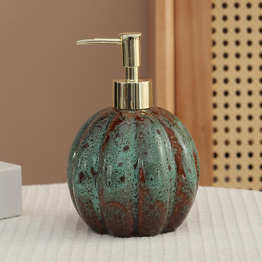 soap dispenser Pumpkin ceramic hand sanitizer bottle shampoo and shower gel press and dispense bottle decoration   dispenser