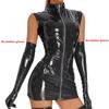 Joom Area Hot Women's Sexy Shiny Leather Dress Porn Zipper Crotch Latex Sheath Wrap Dress Sexy Bottom Erotic Breast Exposure Sexi