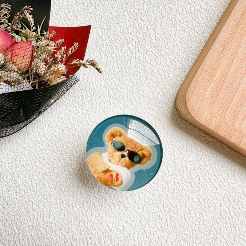 Mobile Phone Airbag Desktop Stand With Back Sticker Retractable Sunglasses Cool Little Bear Puppy Online Class Drama Support