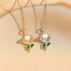 Korean 3D Floral Necklace - Women's Retro Pearl Clavicle Chain Fashion Accessory