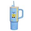 Large Capacity Thermos Cup for Women, Stylish Ice Cup, Cute Cartoon Portable Car Cup with Handle, Giant Straw Water Cup