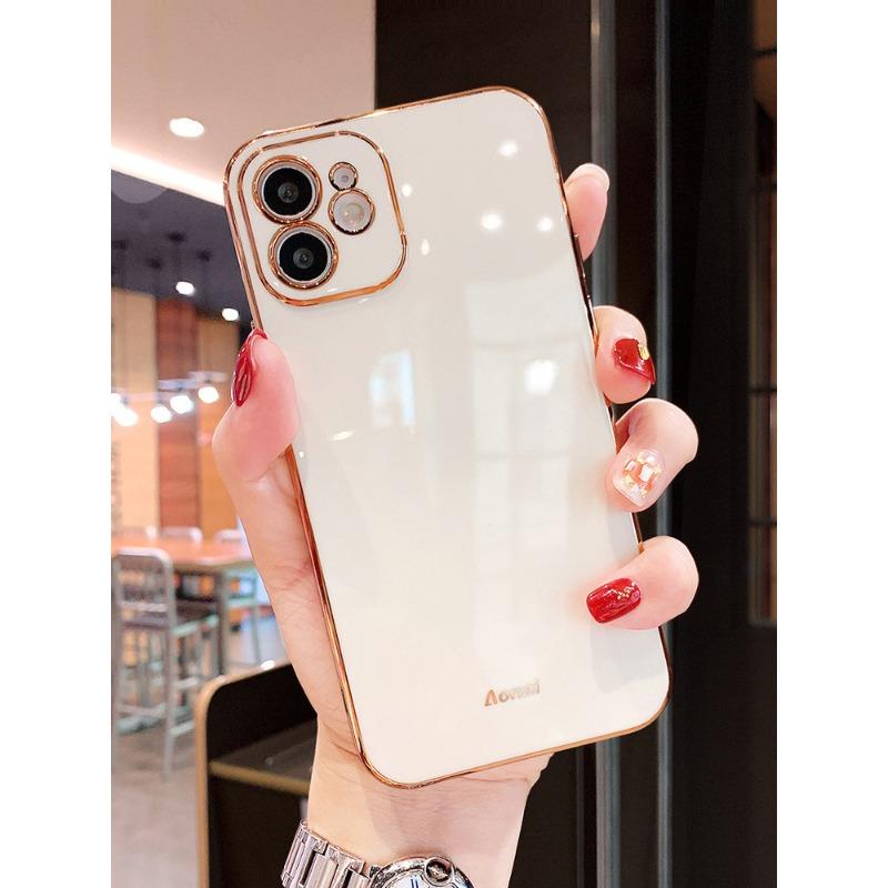 Applicable To IPhone16 Mobile Phone Case Full-inclusive 13 Straight Edge Electroplated Apple 15 Protective Case 14Promax Silicone