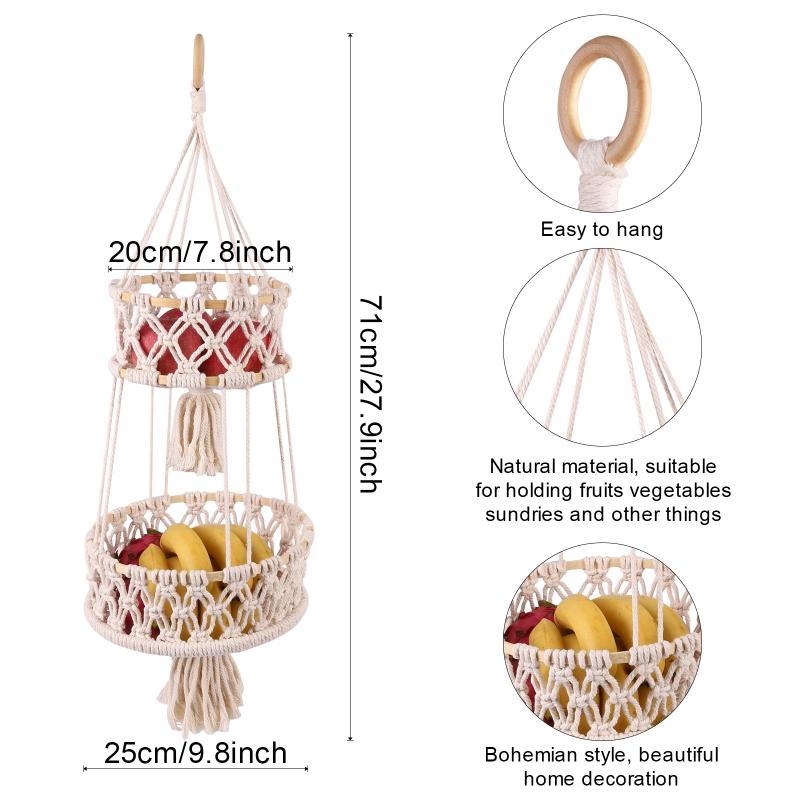Hanging Basket Hollow Woven Cotton Rope Handmade Storage Flowerpot Net Plant Hanger for Home Garden Decoration Organizer