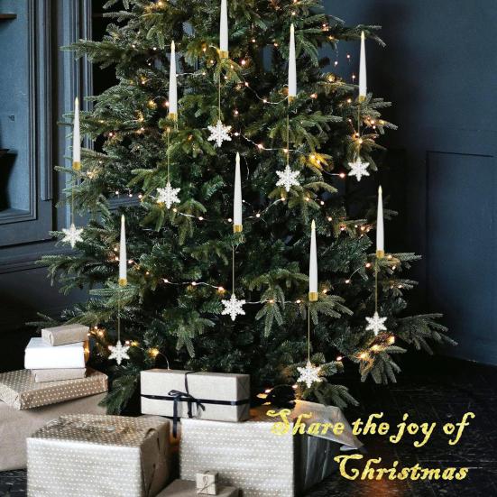 Christmas Tree Candles with Remote Timer Flameless LED Taper Candles with Clear Ball/Snowflake/Icicles Drop Flickering Fake Candles Xmas Wedding