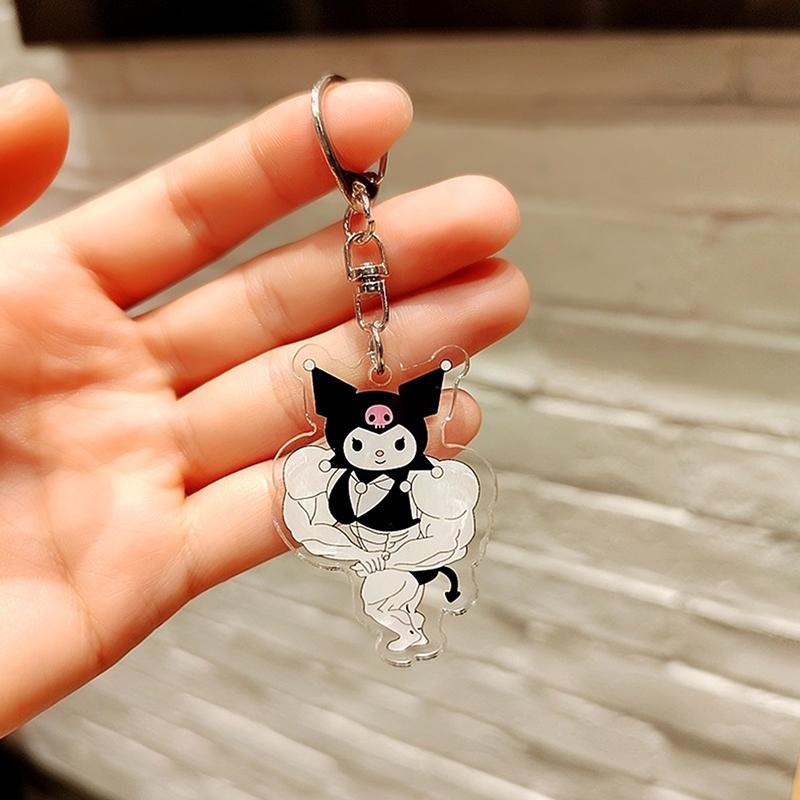 Funny Muscle Keychain Anime Hello Kittys Kawaii Girls Keychain Fitness Macho My Melodys Backpack Couple Pendant Toy Gift