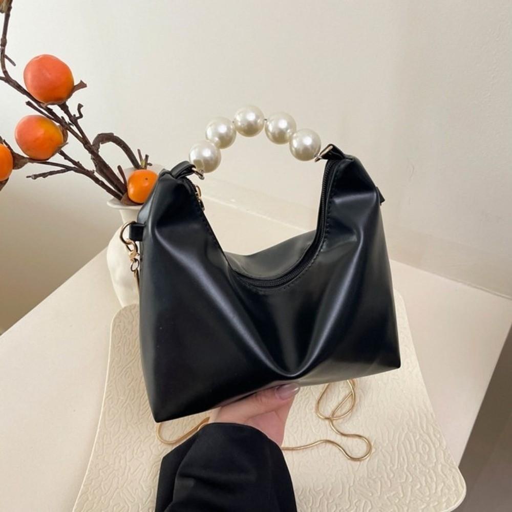 PU Leather Cloud Shoulder Bag Korean Style Women Crossbody Bag Casual Pearl Handle Handbag  Wallet