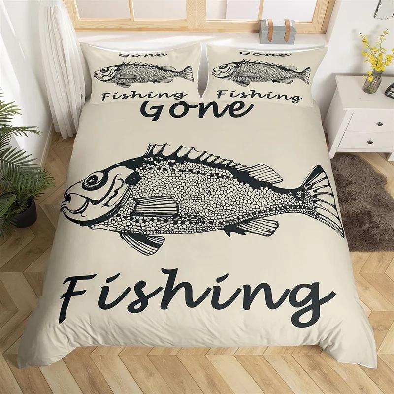 Fishing Soft Duvet Cover Set Twin King For Young Boys Men Rustic Fisherman Warm Comforter Cover Microfiber Wild Cabin Fishing Theme Beding Set