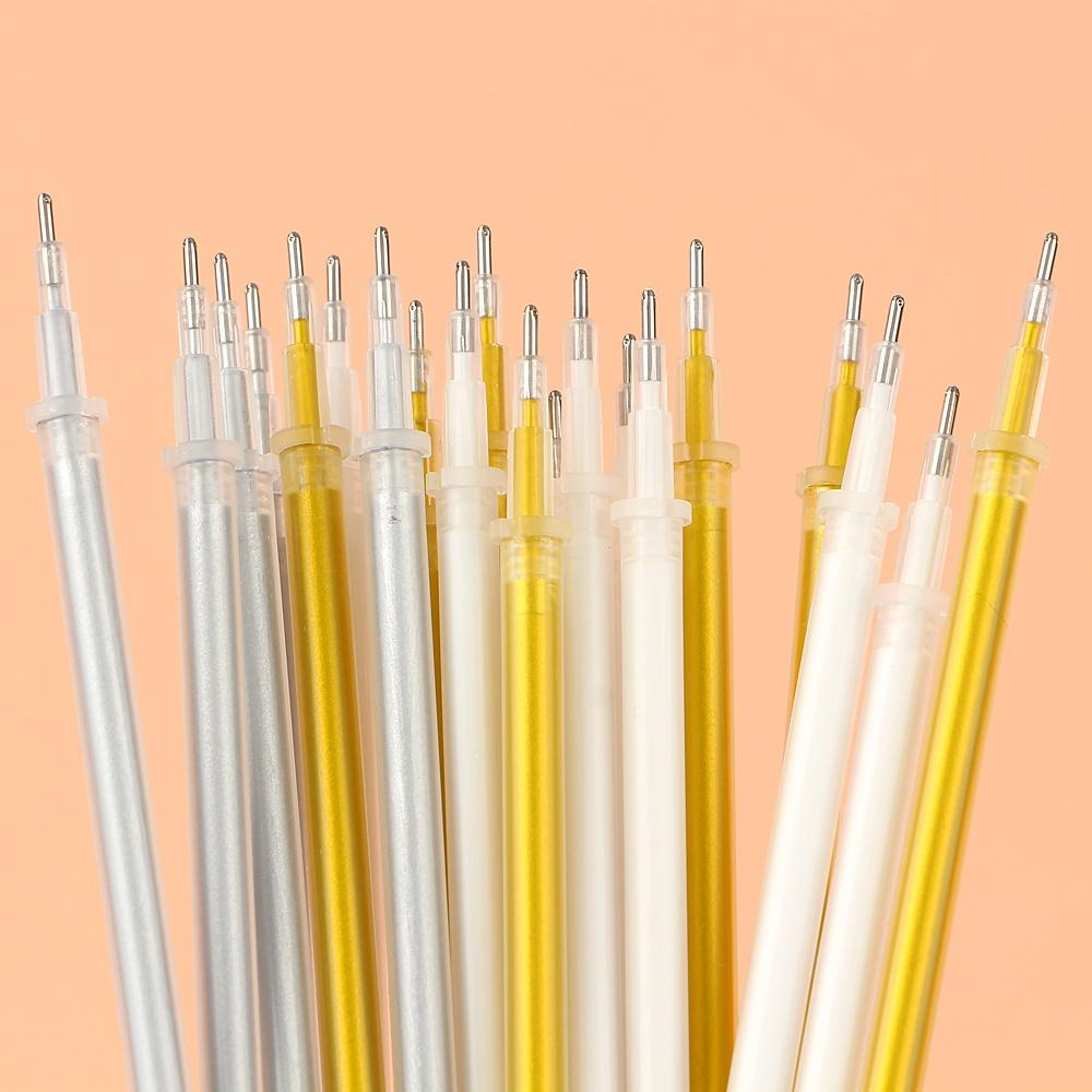 Buy 10Pcs 0.8mm White Gold Silver Gel Pen Refill Photo Album Pen Refills Stationery Office