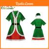 Fancy Xmas Elf Costume Couple Outfit Polyester Role Play Dress Up Party
