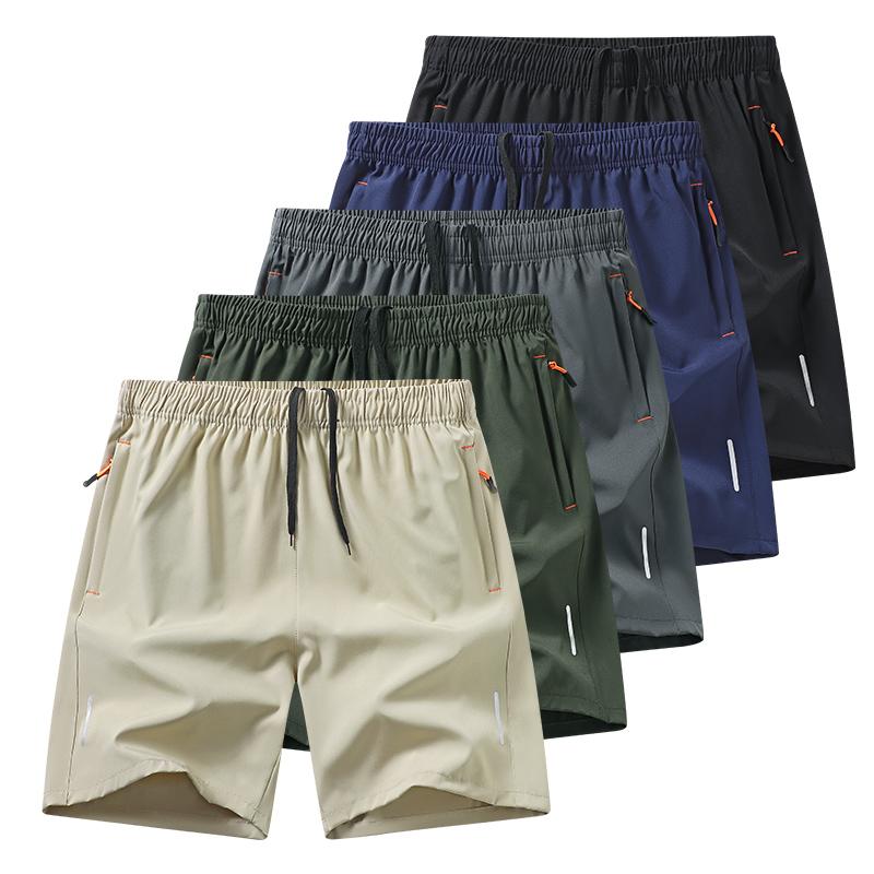 Men's Quick Dry Drawstring Shorts with Zipper Pockets, Lightweight Athletic Shorts for Running and Daily Wear