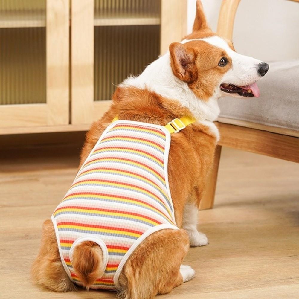 Stripe Female Dog Underwear Adjustable Straps Pet Safety Trousers Pet Jumpsuit Pet Period