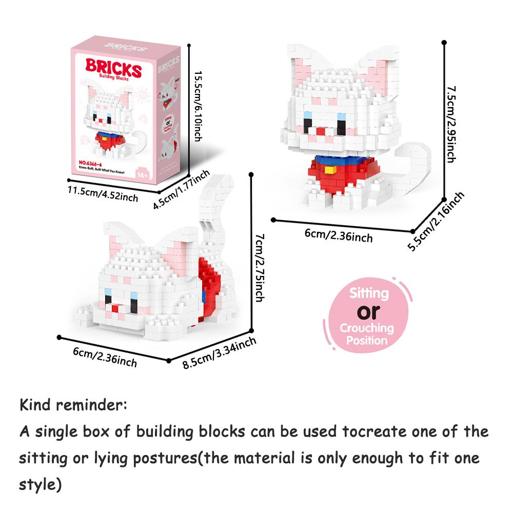 Micro Mini Super Niedlich Micro Katze Baustein Tiny Pet Serie Puppenfigur Das Perfekte Miniaturgeschenk für Katzenliebhaber und Mädchen