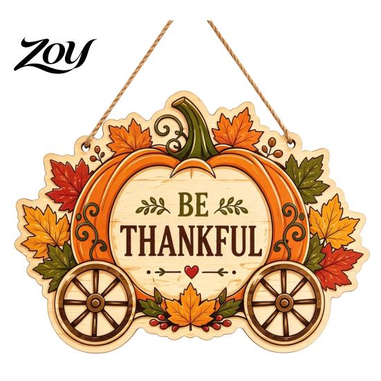 Gift for Friends Family Thanksgiving Front Door Hanging Sign, Pumpkin Turkey Pattern Hanger, Autumn Farmhouse Style Porch Decor Harvest Wall Ornament