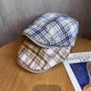 Retro Style Cotton Linen Newsboy Cap With Sun Shield For Spring And Autumn Use