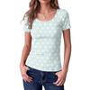 Women's Slim Fit Square Neck Floral Print Short Sleeve Top Ribbed Texture Casual Blouse Stretchy Lightweight Shirt for Everyday Wear