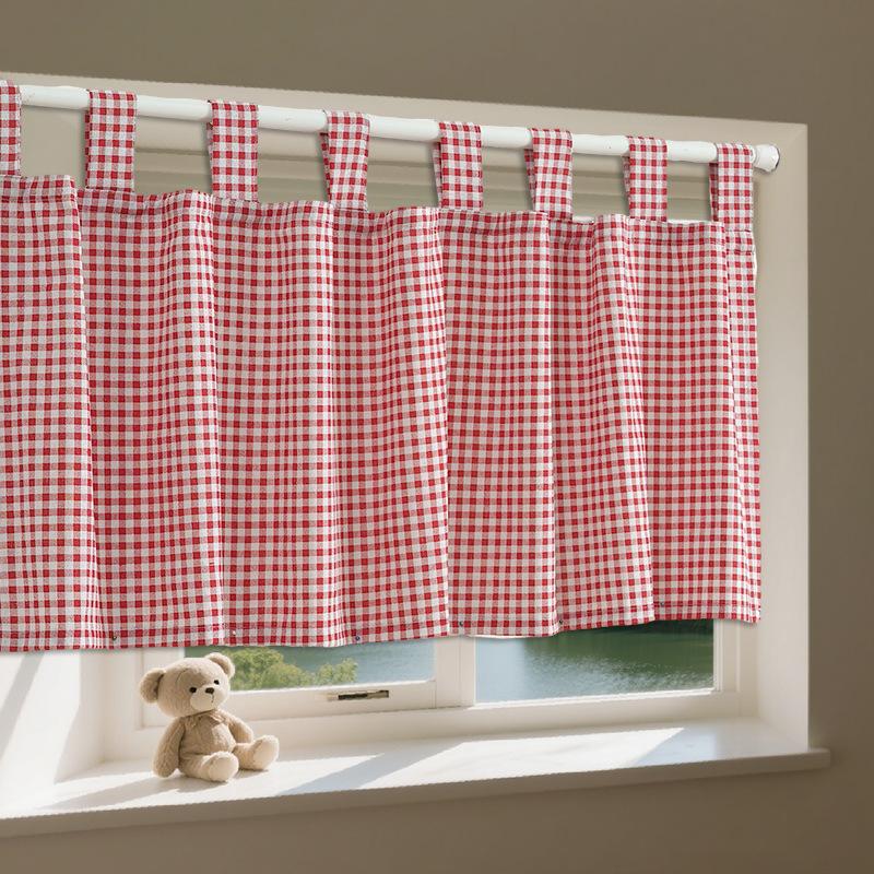 Thickened Print Plaid Short Curtains for Living Room Bedroom Kitchen Window Blocking Decorative Small Curtains