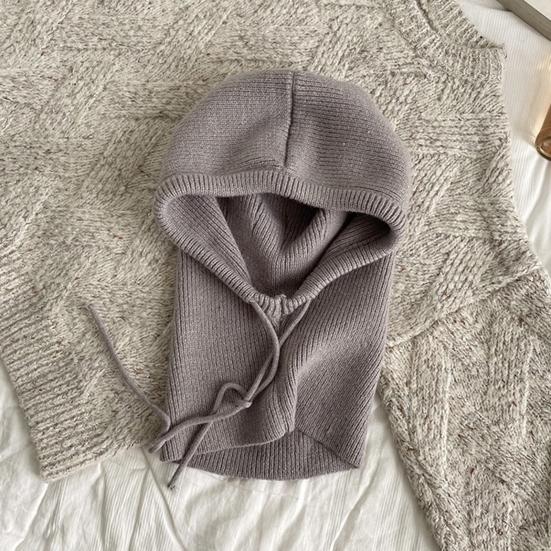 Scarf Hat Solid Color Adjustable Straps Winter Knitted Hat Head Neck Ear Protection Cold Weather Accessories