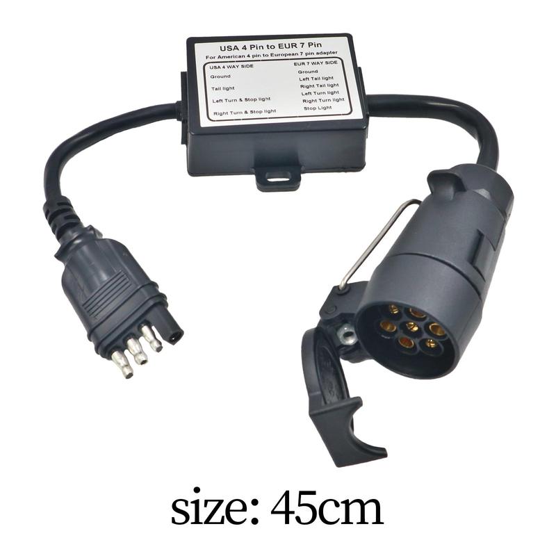 Trailer Adapter American 4-pin to European 7-pin for Truck Pickup Truck