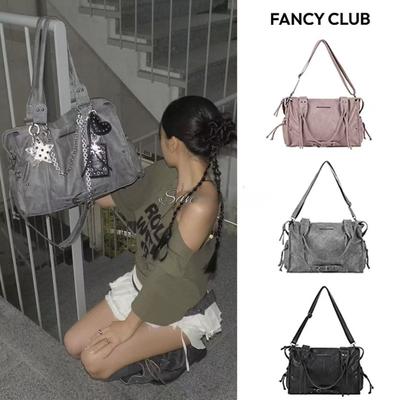 Borsa a tracolla tote retrò FANCY CLUB 5 colori grande capacità tracolla con rivetti borsa a mano da motociclista