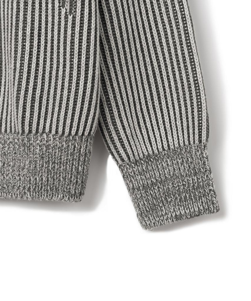 KNITTED Two-Tone Ribbed Logo Knit Charcoal