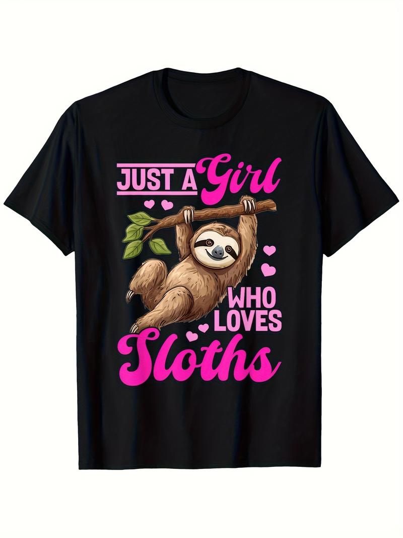 Vintage Graphic 100 Cotton TShirt Just A Girl Who Loves Sloths Summer M