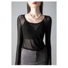 Black Mesh Top Sports Yoga Bottoming Shirt Long Sleeve Top