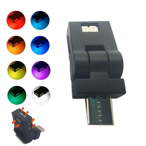 

KASELIN Автомобильный USB Type-C Мини Светодиодный Светильник, 8 Цветов, Переключаемое Направление Освещения, Поворот на 180°, Автоматическое Включение/Выключение, RGB Питание от USB, Освещение,
