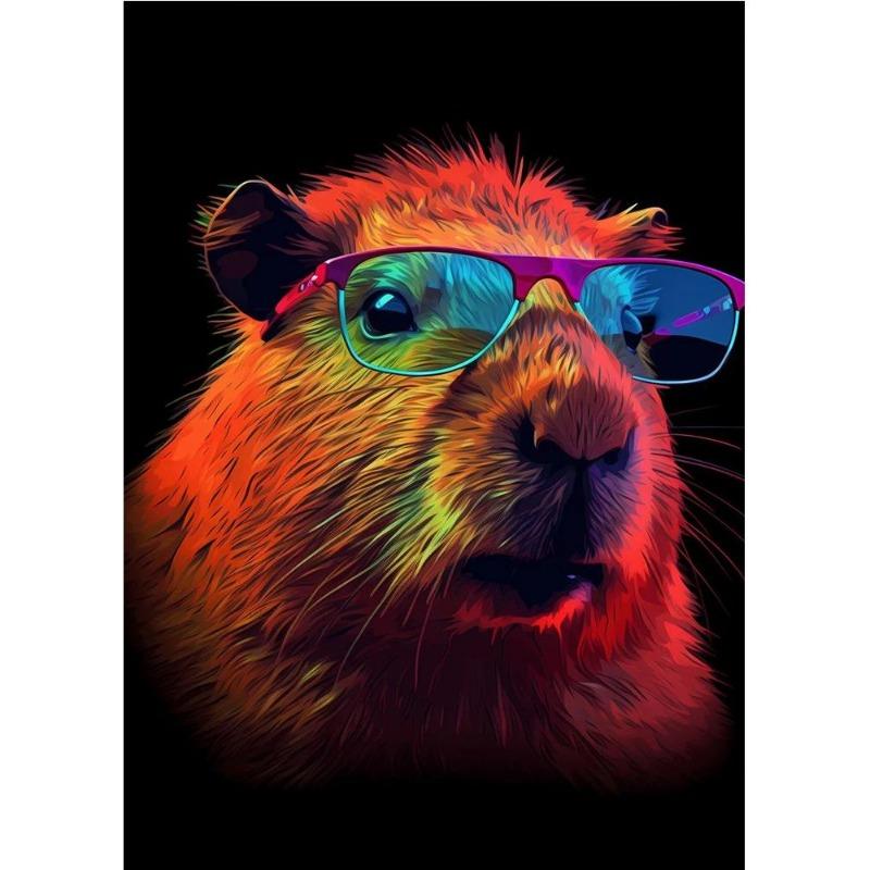 Cute space astronaut kapibara portrait poster print canvas painting funny animals wall art for children's bedroom decorating home