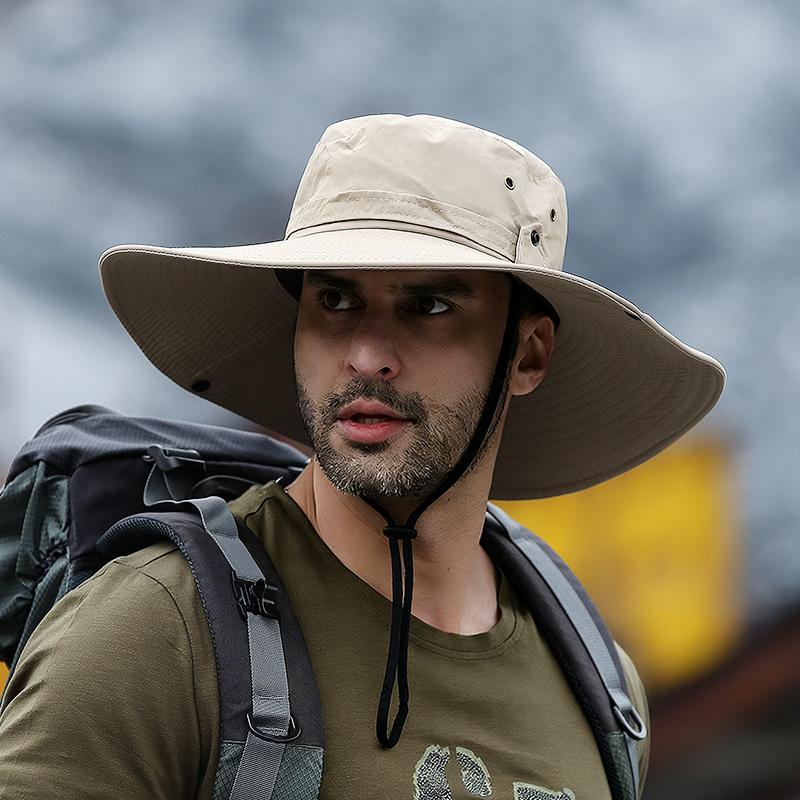 Summer Mountaineering Fishing Hat Men's UV Resistant Fisherman Hat Large Brim Outdoor Work Sun Protection Hat Visor