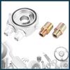 Universal Car Aluminum Alloy Oil Filter Cooler Sandwich Thread Plate Adapter Oil Cooler Kit Silver Tone M20x1.5 1/8 NPT Automotive Parts