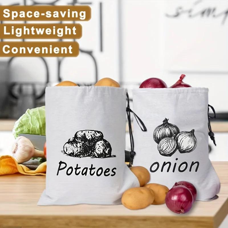 1/3Pcs Reusable Shopping Bags Vegetable Storage Bag Garlic Onion Fruit Drawstring Bags Canvas Bag Multipurpose Bags Portable