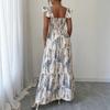 French square neck dress waist long dress European and American new summer