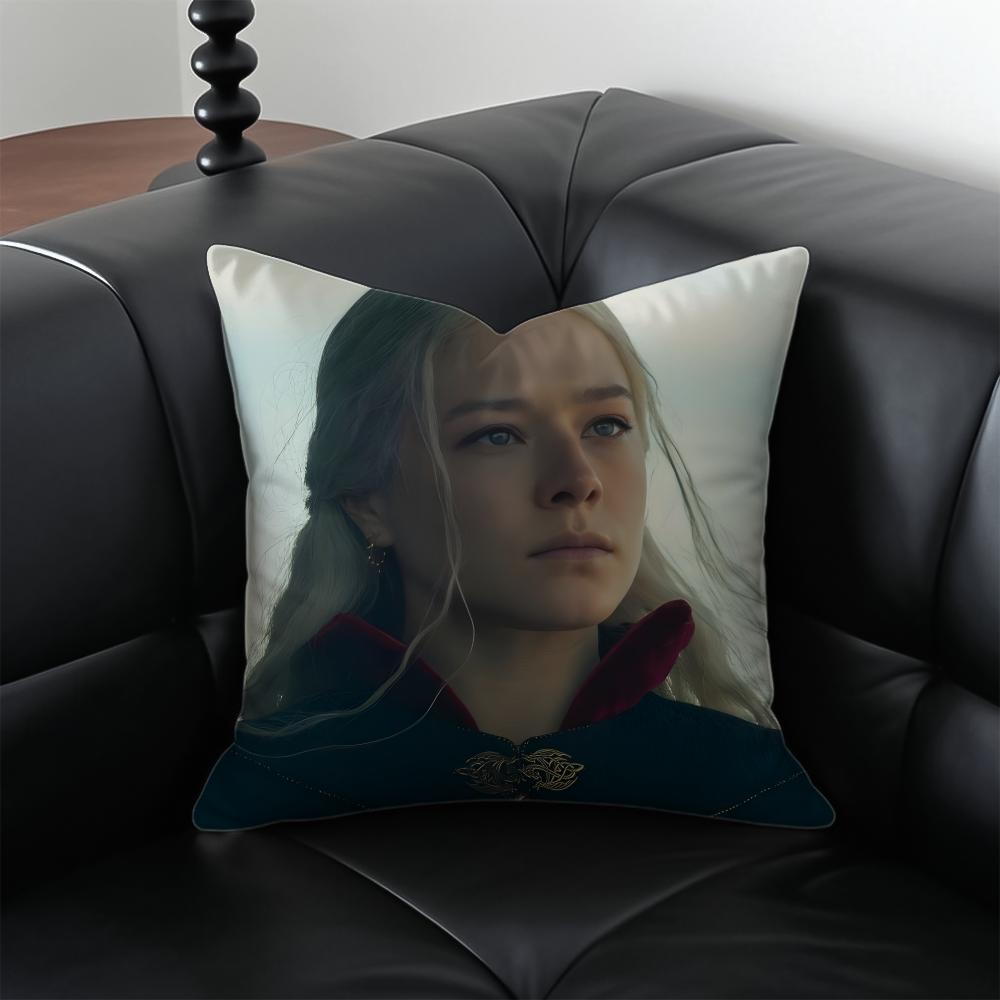 rRhaenys Targaryen Pillow TV Drama Cushion Cover Pillow Case Antidustmite Invisible zipper silky plush cushion