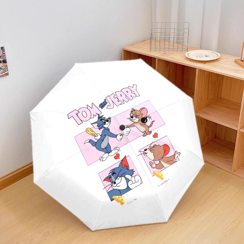 1 Stück Automatischer Faltregenschirm - Cartoon-Muster, Tragbares & Faltbares Design mit 46 Speichen, Weihnachts-Geburtstagsgeschenke