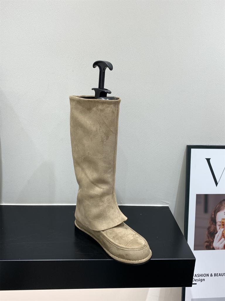Khaki Pants Tube Boots Knight Boots Women's Boots 2025 Autumn and Winter Vintage Suede Skinny Boots Medium Boots