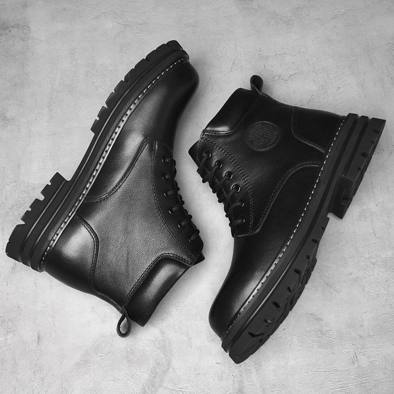Autumn casual high-top men's shoes versatile round head Martin tooling boots trendy men's desert thick-soled men's boots