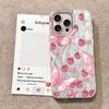 Pink Fruit Cherry Butterfly Feather Texture Phone Case for iphone 16 15 14 7 8 Plus 13 Pro Max X XS XR SE 2022 Silicone Cover