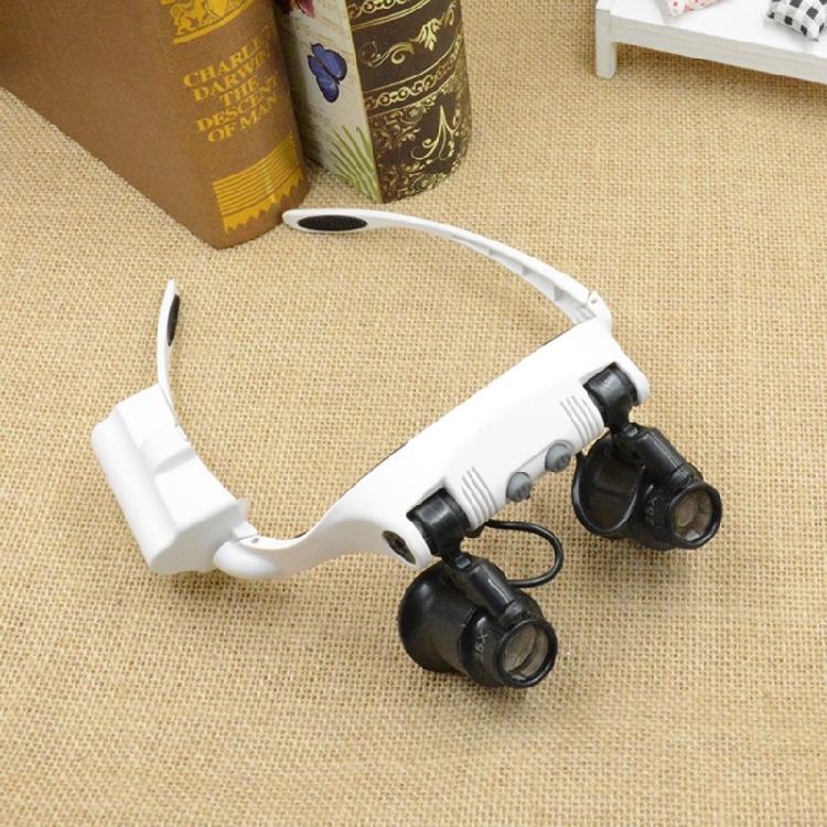 LED-Illumination Double Eyes Jewelry Magnifying Loupe Eyeglass Repair Tools
