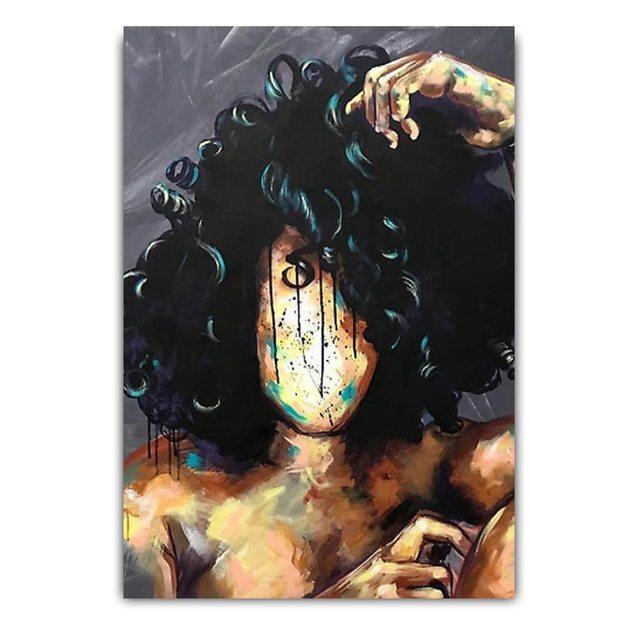 Graffiti-Kunst, abstrakte Figur, Leinwandmalerei, Kronengöttin, Wandkunst, Poster, einzigartige Frisur, sexy Mädchen, Heimdekoration, Wandbild, kein Rahmen