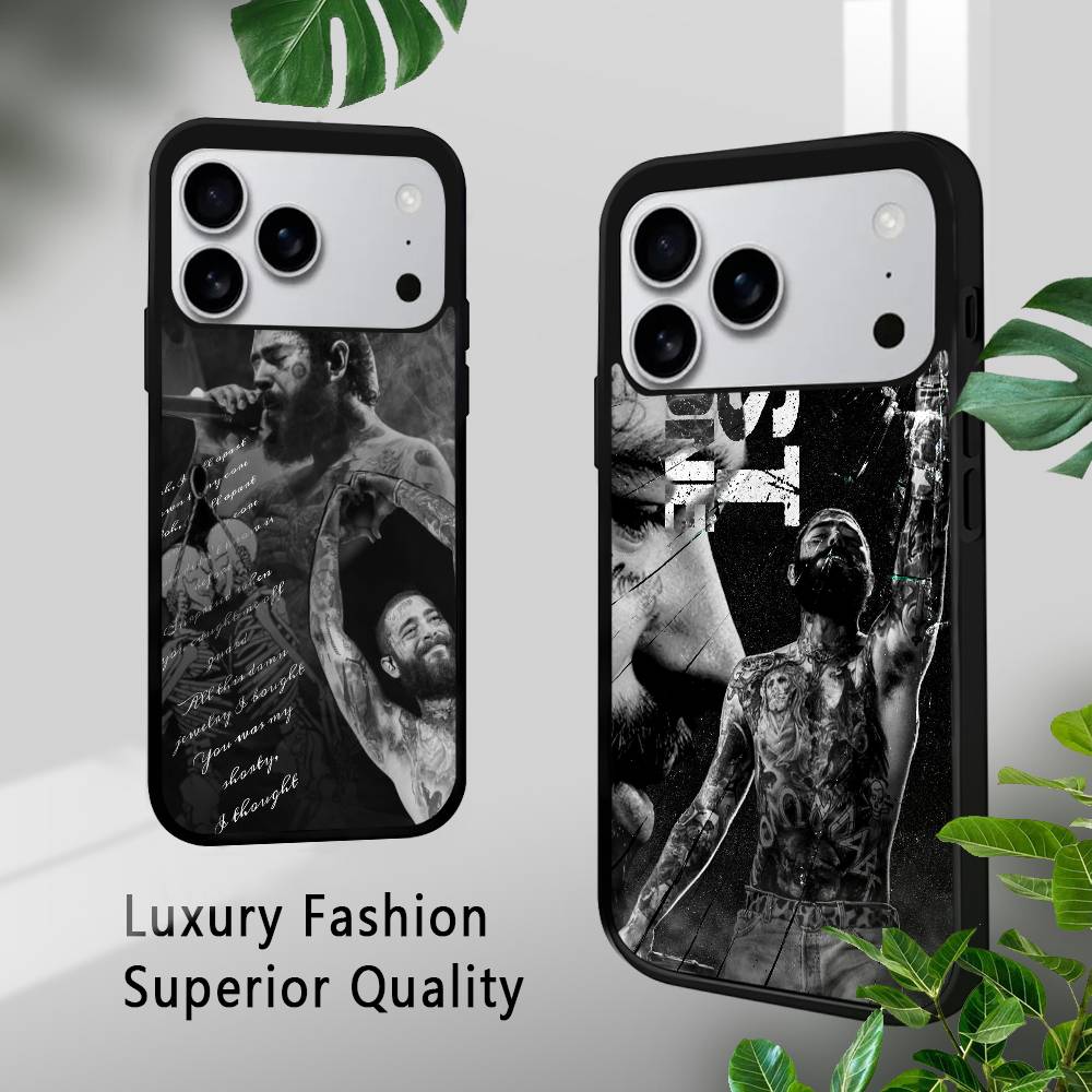 P-Post M-Malone Singer Phone Case For IPhone 17 16 15 14 13 12 11 Pro Max Plus Mini Plus Hard Mirror Surface Protect Funda