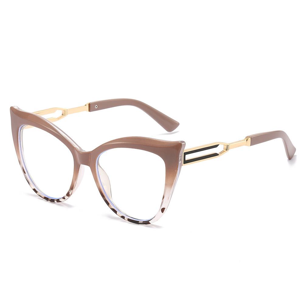Hot-Selling Cat Eye Anti-Blue Glasses Large Frame Ins Flat Light Glasses Frame Myopia Can Be Matched With Degree Glasses Plain Face