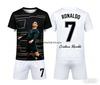 Fashion Ronaldo 7 AI New Fitness Football Training Competition Summer Children's Adult T-shirt Shorts Set Parent-child Outfit