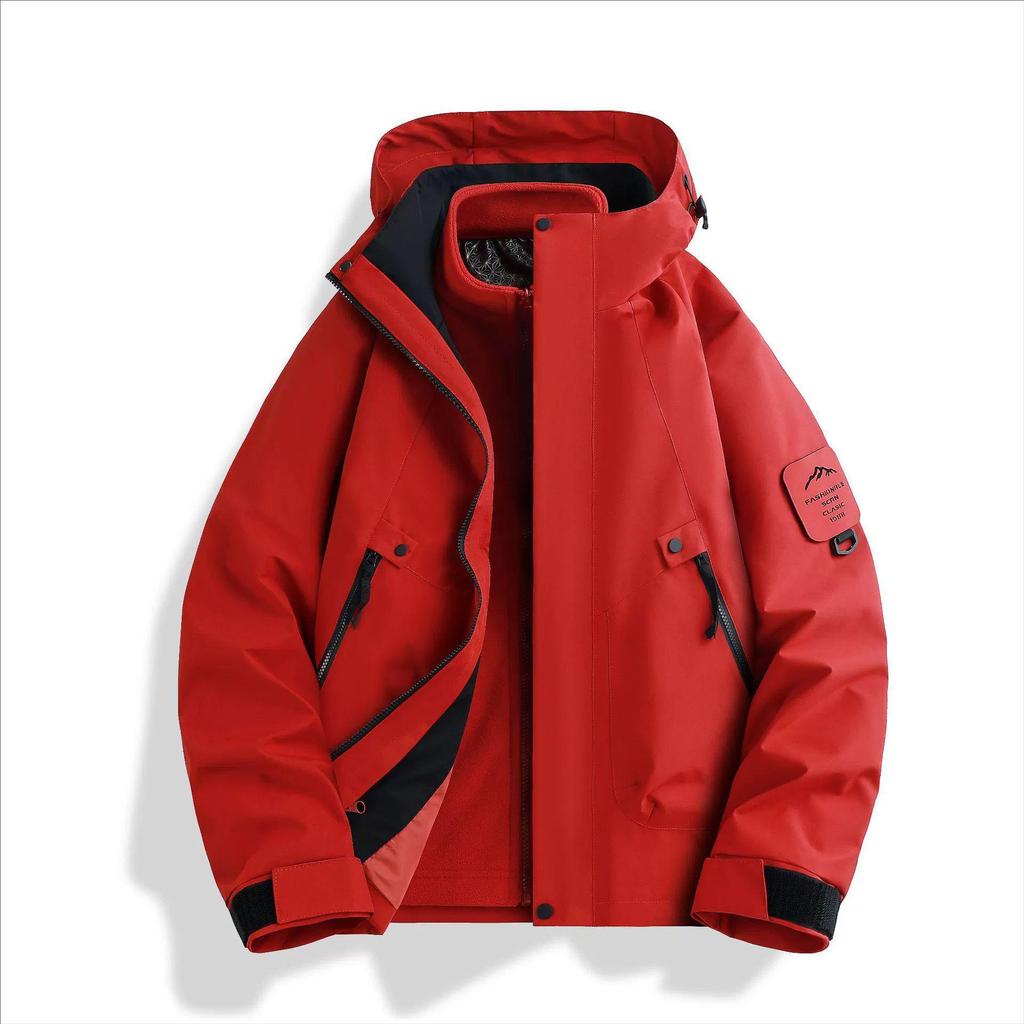 Graphene Black & Gold Lined Two-Piece Windproof Jacket Set for Men & Women - Autumn/Winter Mountaineering & Travel